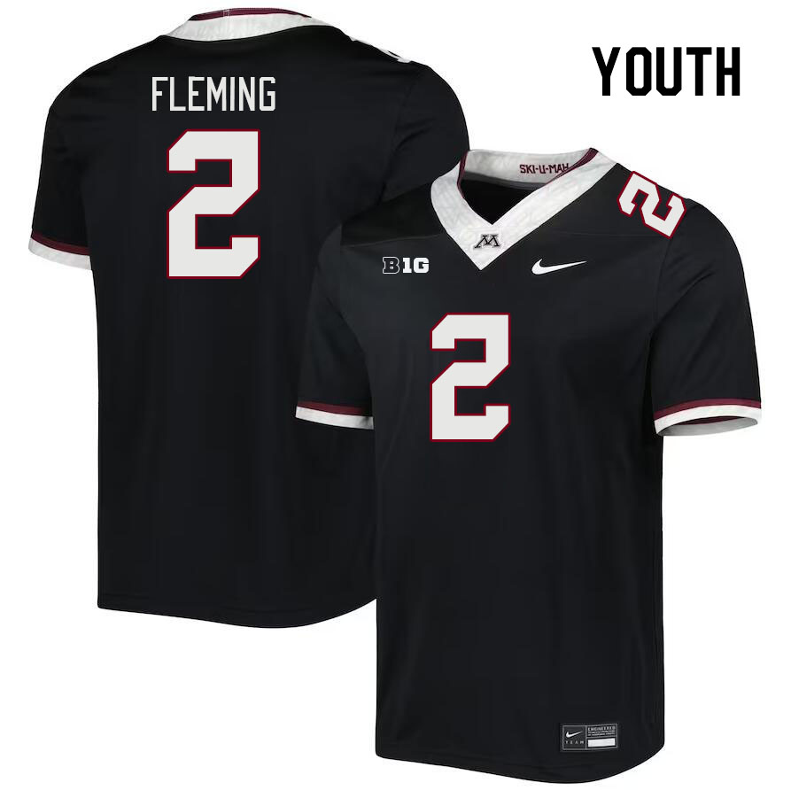 Youth #2 Miles Fleming Minnesota Golden Gophers College Football Jerseys Stitched-Black